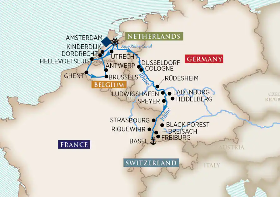 15 Day AmaWaterways River Cruise from Amsterdam to Basel 2025 - 