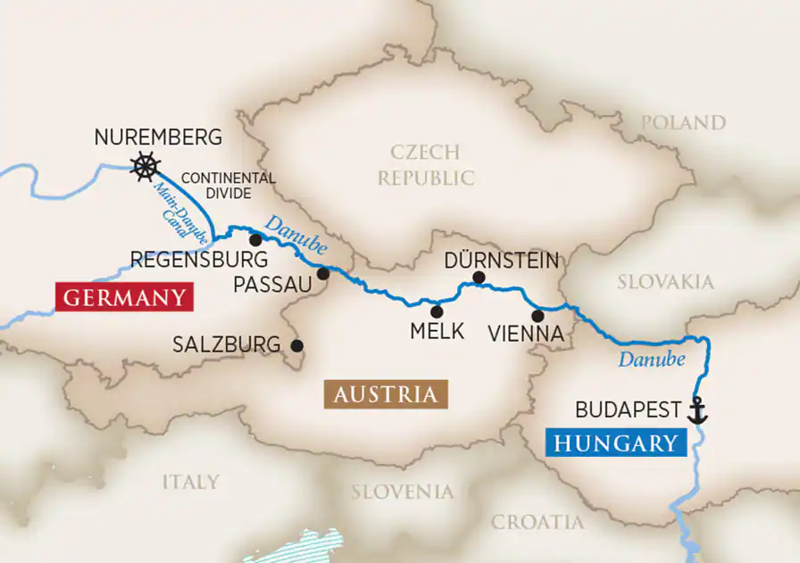 8 Day AmaWaterways River Cruise from Nuremberg to Budapest 2025 - 