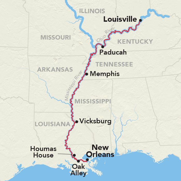 14 Day American Cruise Lines River Cruise from Louisville to New Orleans 2027 - 
