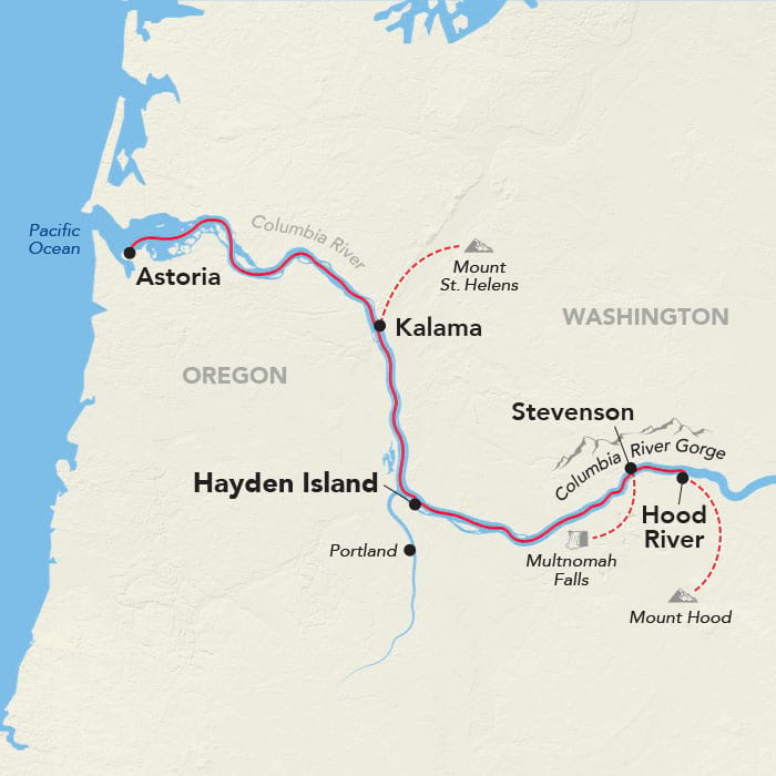 American River Cruise 5 Days Portland To Portland Map 9108 