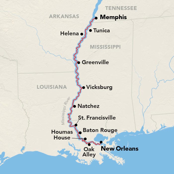 8 Day American Cruise Lines River Cruise from Memphis to New Orleans 2025 - 