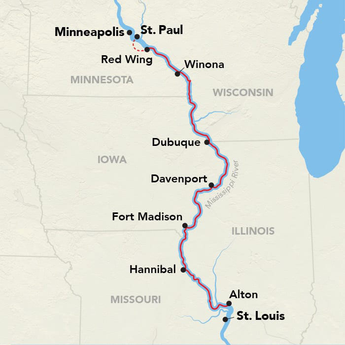 18 Day American Cruise Lines River Cruise from St. Louis to St. Paul 2025