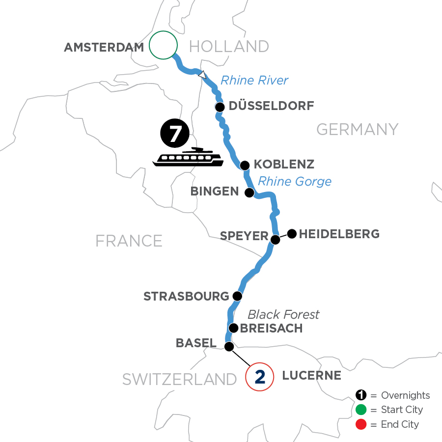 10 Day Avalon Waterways River Cruise from Amsterdam to Lucerne 2025 - WAWE