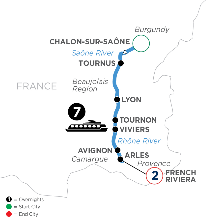 10 Day Avalon Waterways River Cruise from Chalon-sur-Saône to French Riviera 2026 - WJLE