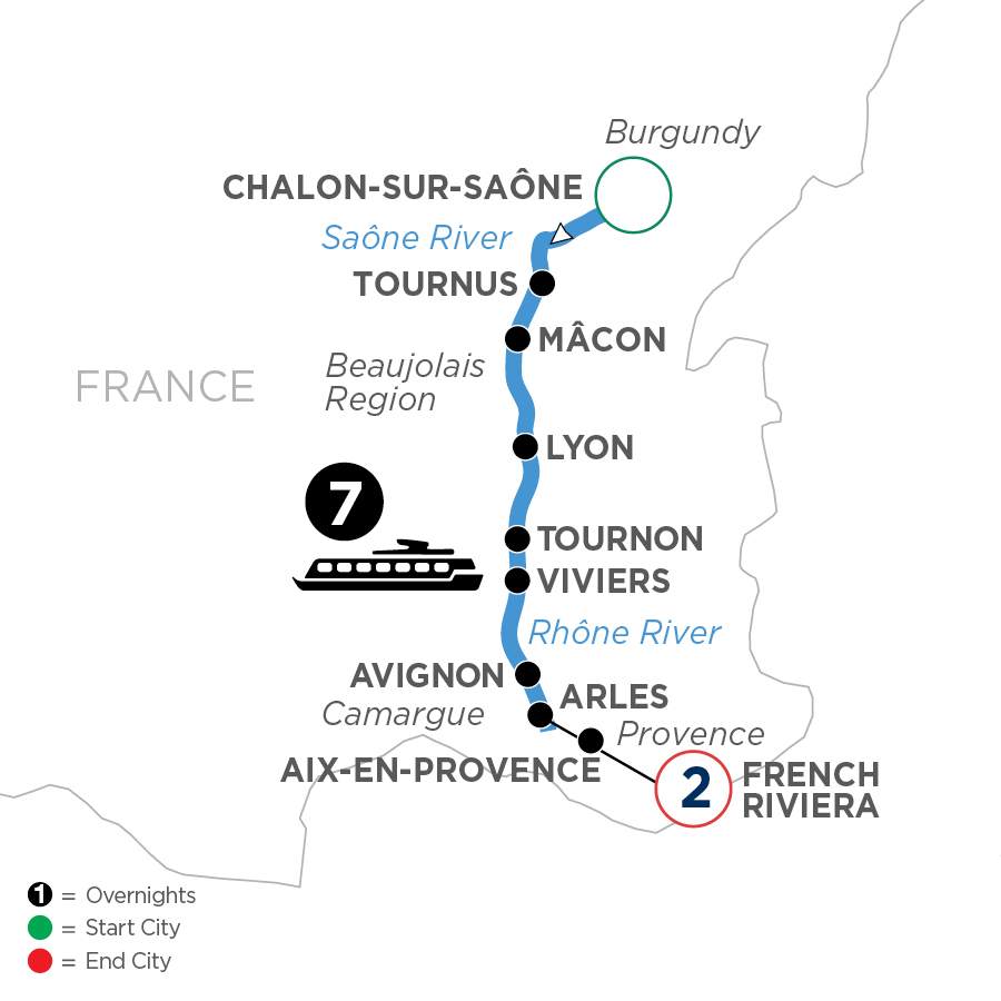 10 Day Avalon Waterways River Cruise from Chalon-sur-Saône to French Riviera 2027 - WJLE