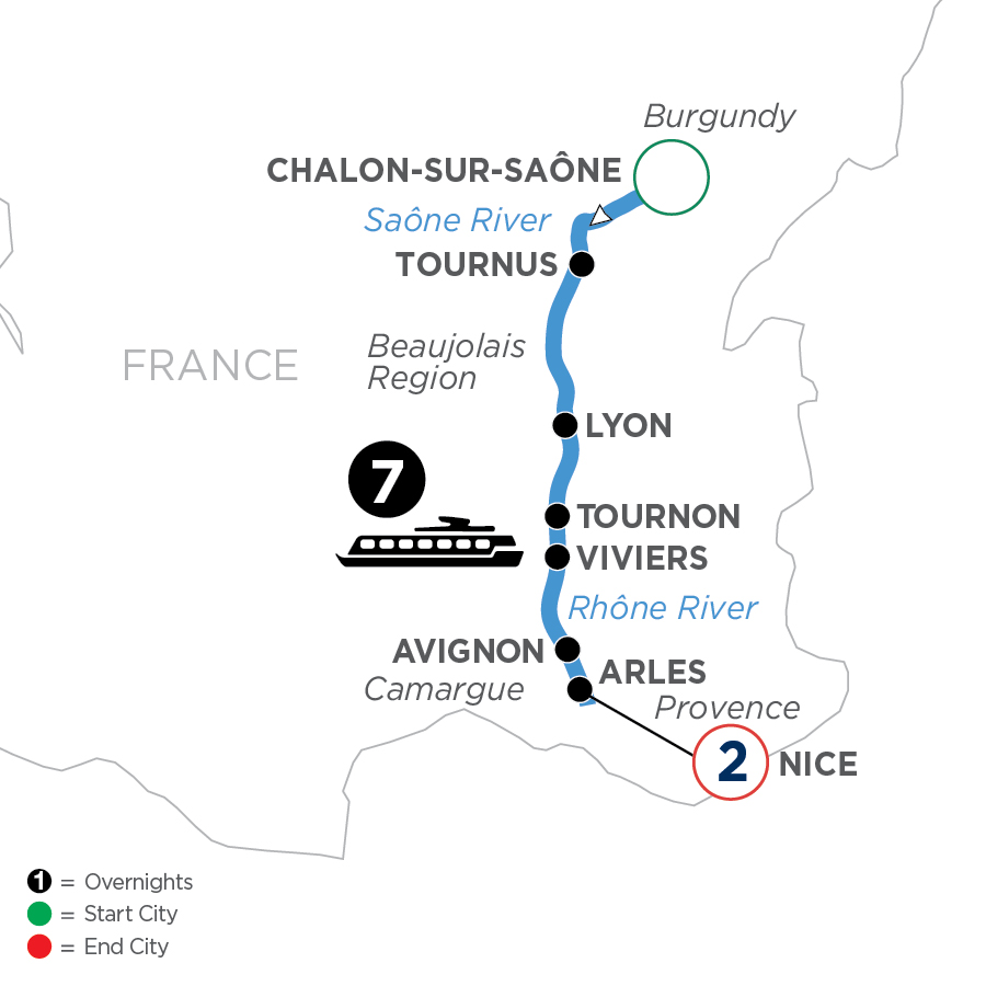 10 Day Avalon Waterways River Cruise from Chalon-sur-Saône to Nice 2024 - WJLE