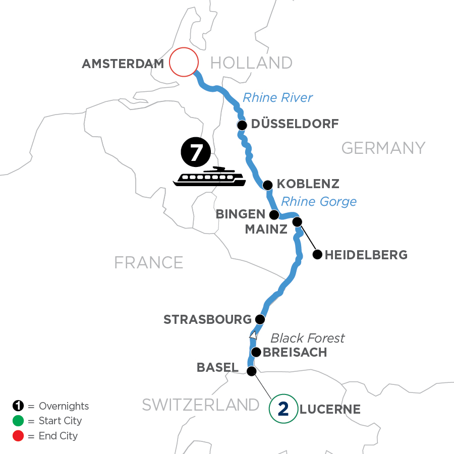 10 Day Avalon Waterways River Cruise from Lucerne to Amsterdam 2024 - WWAQ