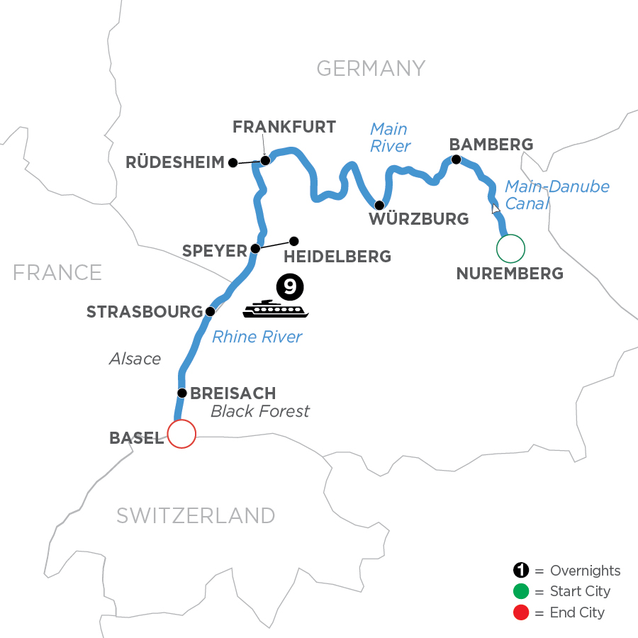 10 Day Avalon Waterways River Cruise from Nuremberg to Basel 2024 - WNM