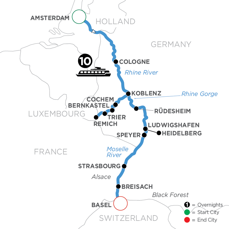 11 Day Avalon Waterways River Cruise from Amsterdam to Basel 2025 - WHZ