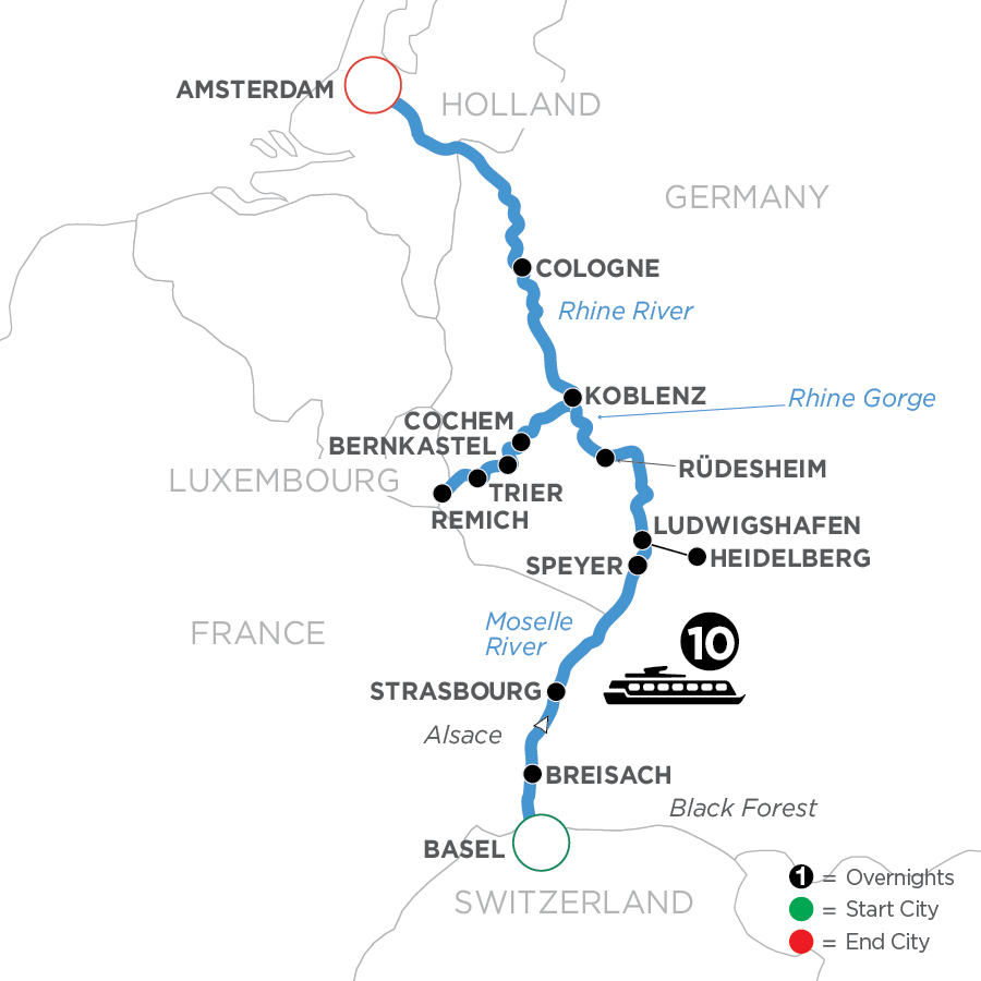 11 Day Avalon Waterways River Cruise from Basel to Amsterdam 2025 - WZH