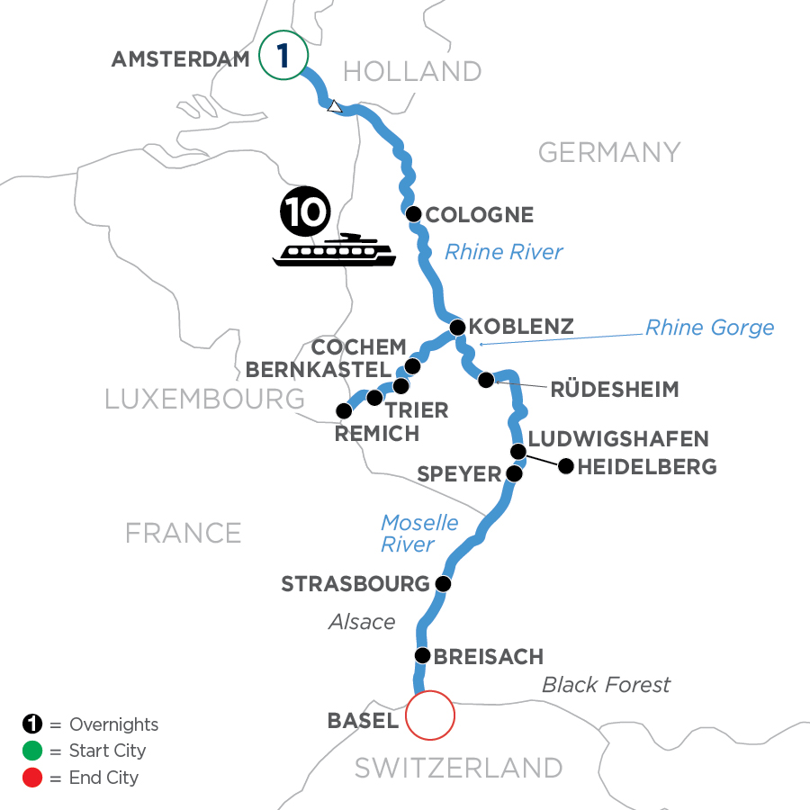 12 Day Avalon Waterways River Cruise from Amsterdam to Basel 2024 - WHZQ