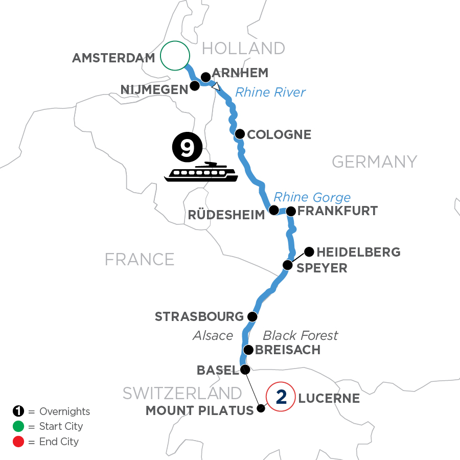 12 Day Avalon Waterways River Cruise from Amsterdam to Lucerne 2026 - WDZE