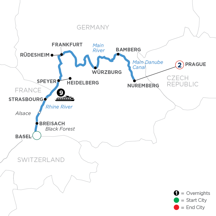 12 Day Avalon Waterways River Cruise from Basel to Prague 2024 - WMNE