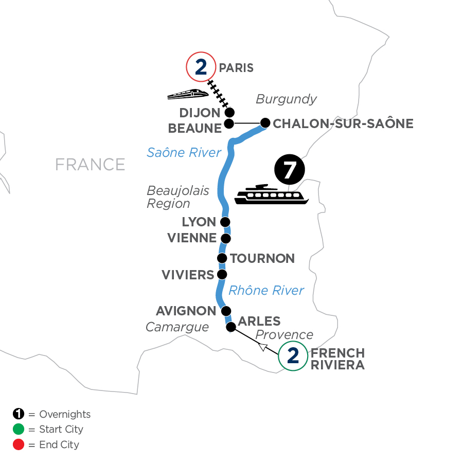 12 Day Avalon Waterways River Cruise from French Riviera to Paris 2025 - WLJY