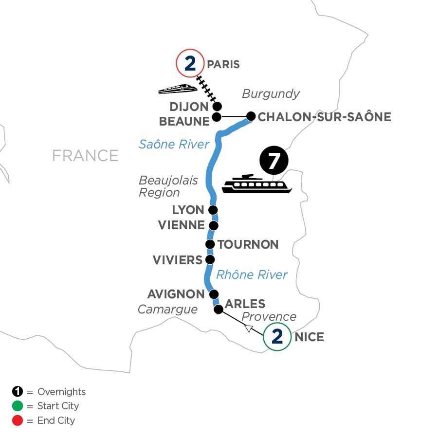 12 Day Avalon Waterways River Cruise from Nice to Paris 2024 - WLJY