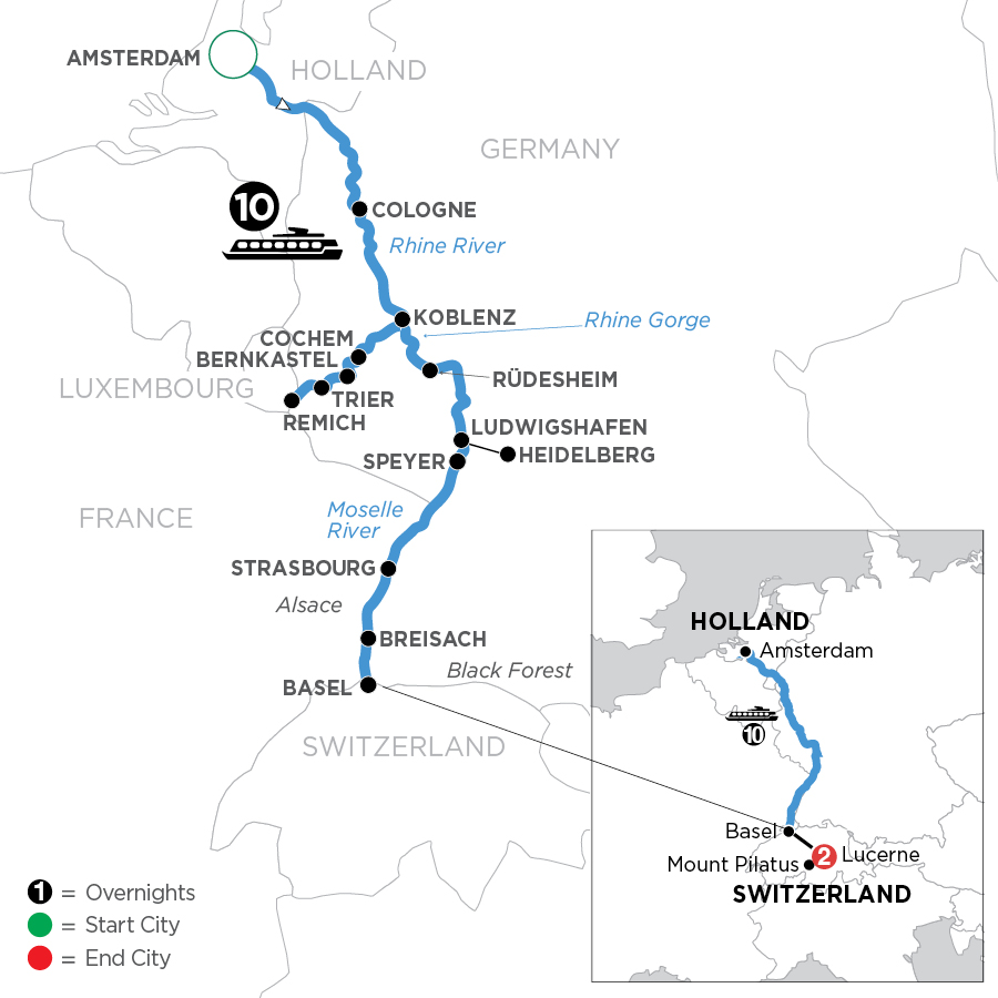 13 Day Avalon Waterways River Cruise from Amsterdam to Lucerne 2024 - WHZ1