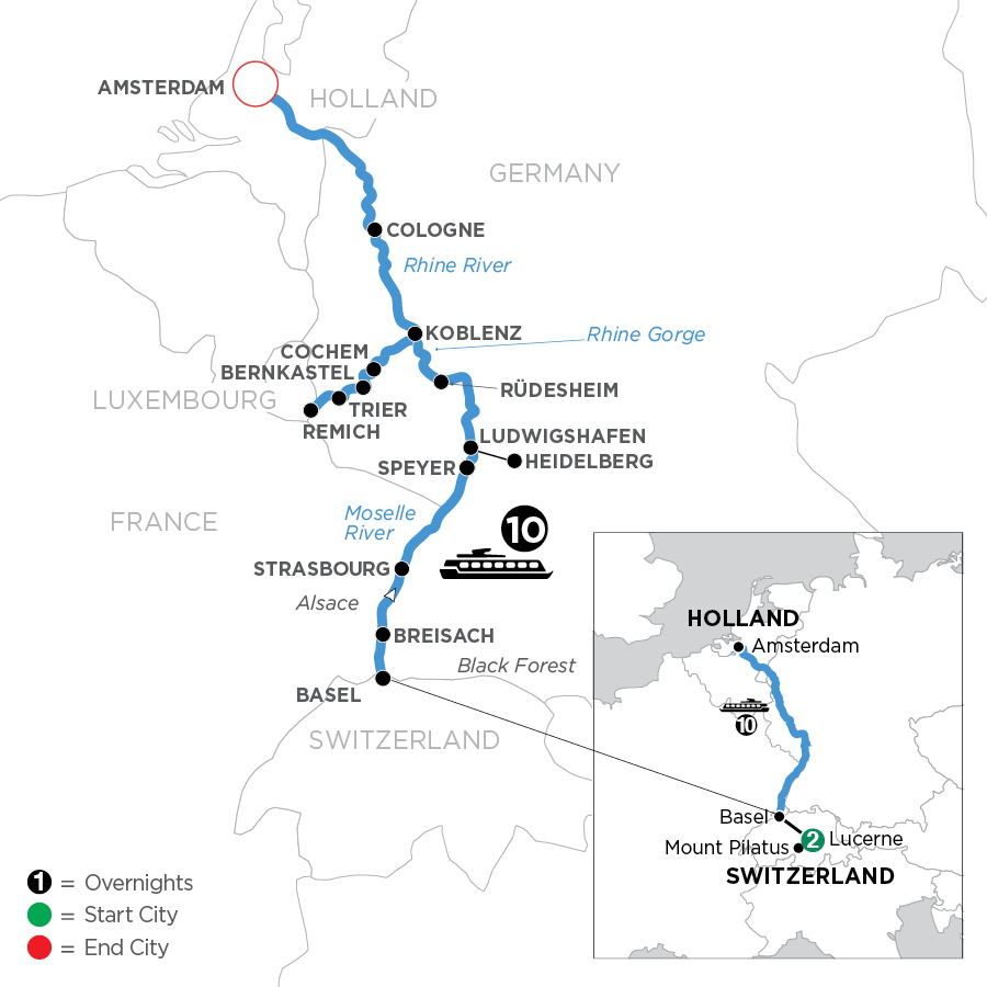 13 Day Avalon Waterways River Cruise from Lucerne to Amsterdam 2024 - WZH1