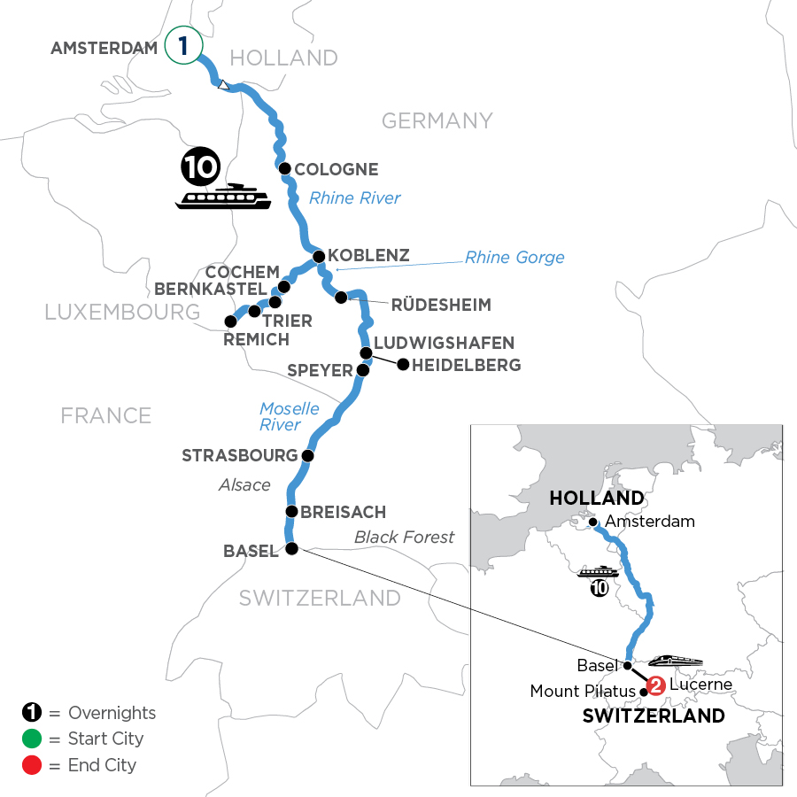 14 Day Avalon Waterways River Cruise from Amsterdam to Lucerne 2024 - WHZ2