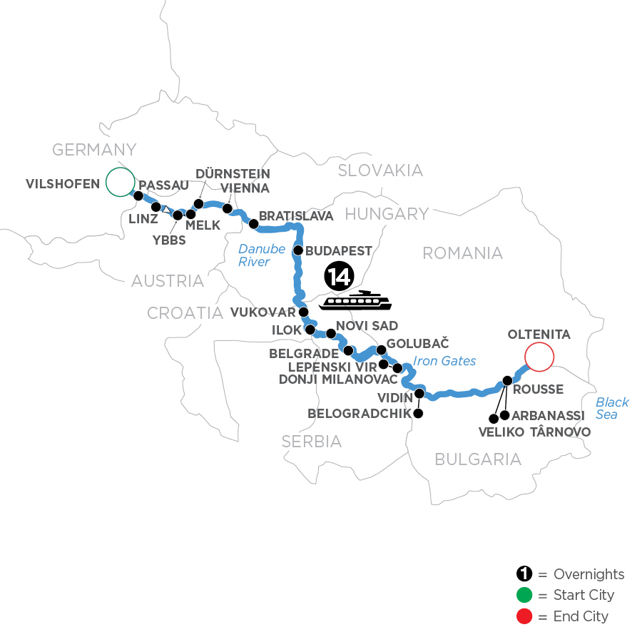 15 Day Avalon Waterways River Cruise from Vilshofen to Oltenita 2026 - WDO