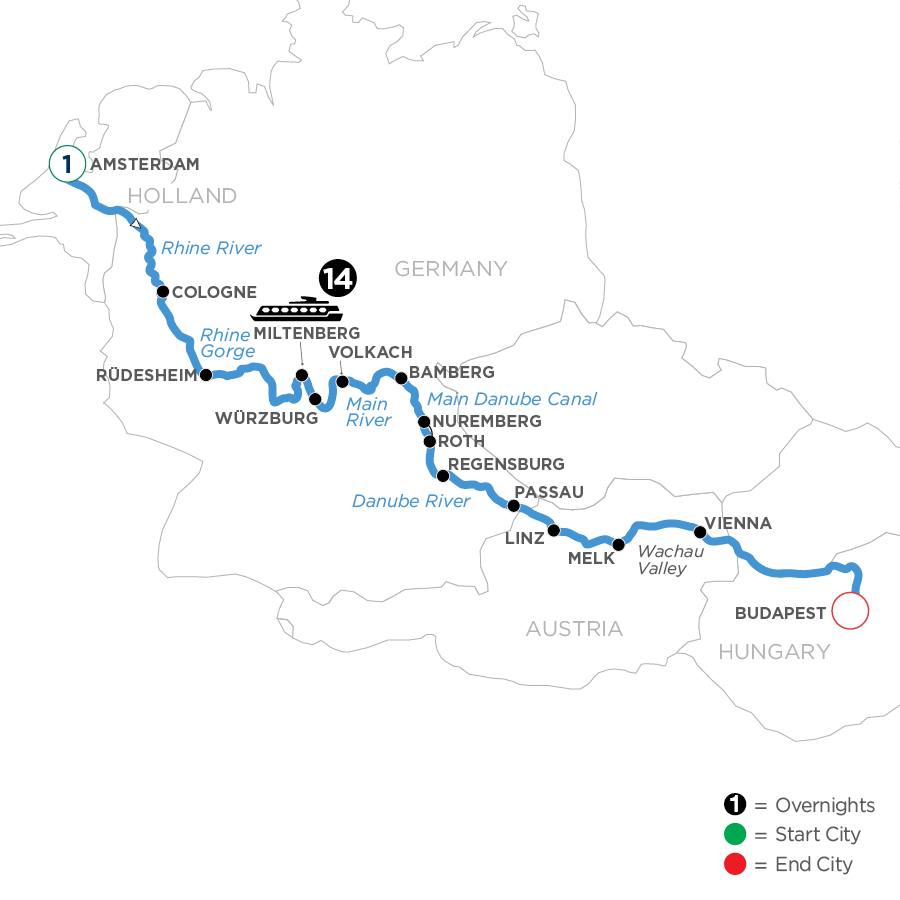 16 Day Avalon Waterways River Cruise from Amsterdam to Budapest 2024 - WABQ