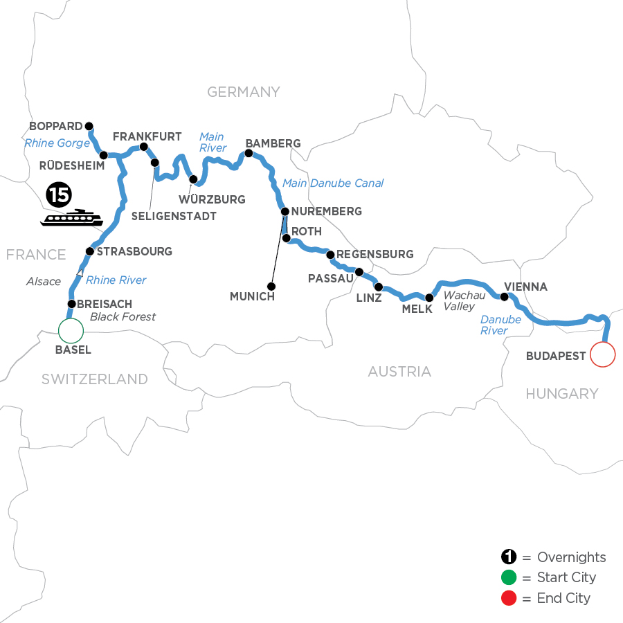 16 Day Avalon Waterways River Cruise from Basel to Budapest 2024 - WZB