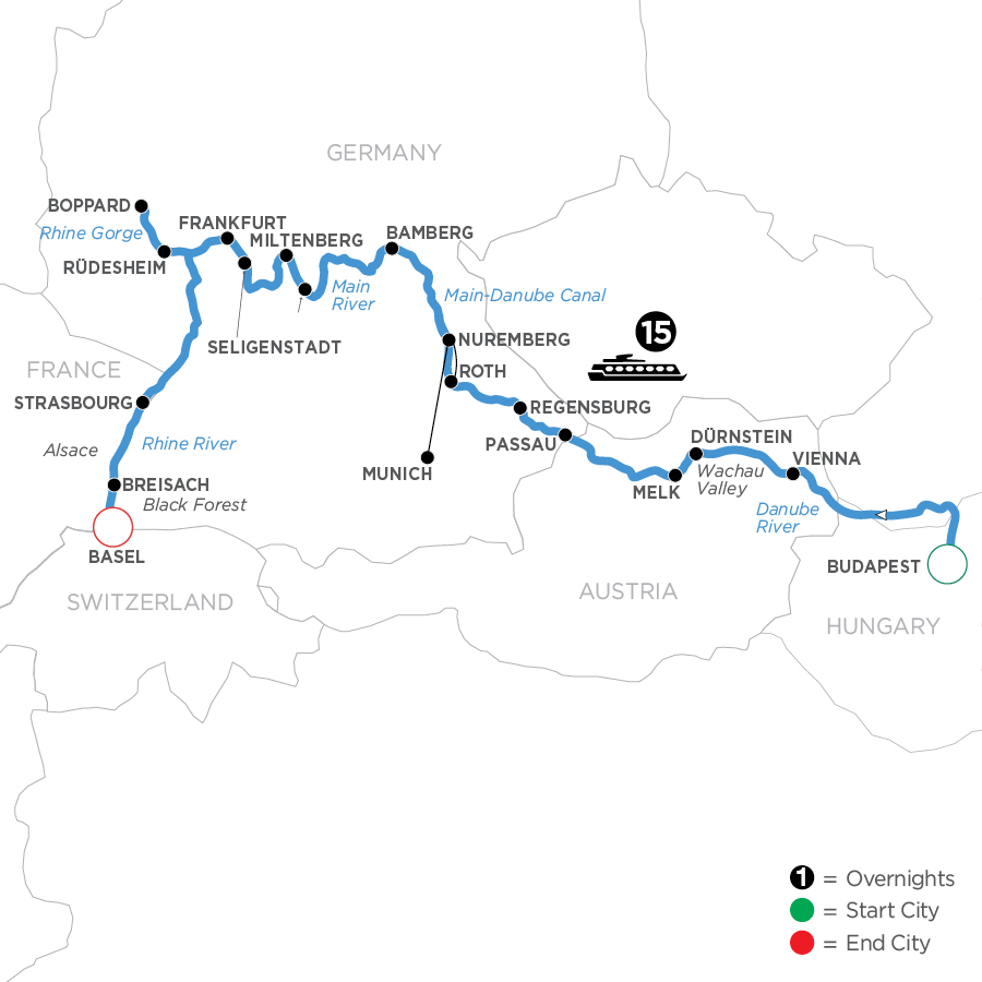 16 Day Avalon Waterways River Cruise from Budapest to Basel 2025 - WBZ