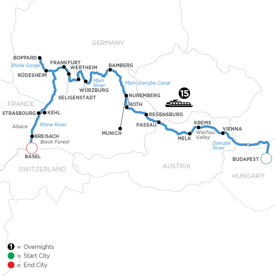 16 Day Avalon Waterways River Cruise from Budapest to Basel 2027 - WBZ