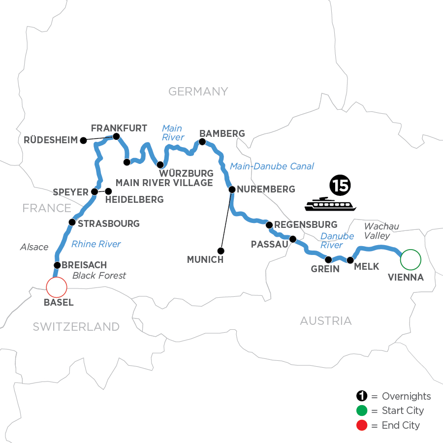 16 Day Avalon Waterways River Cruise from Vienna to Basel 2024 - WVM