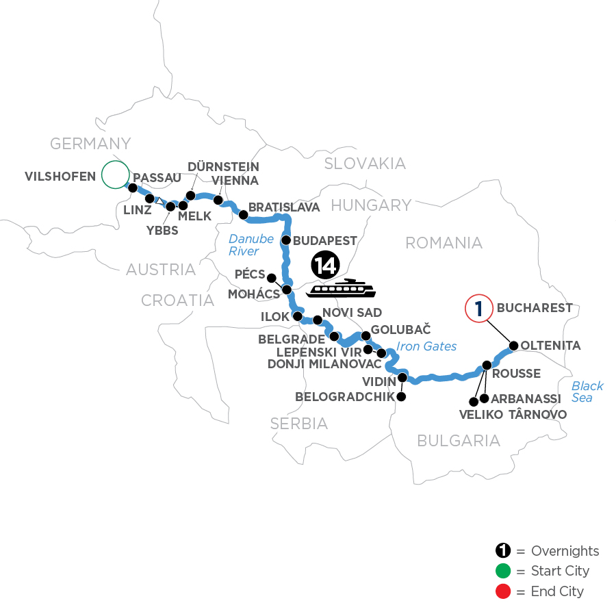 16 Day Avalon Waterways River Cruise from Vilshofen to Bucharest 2024 - WDOO