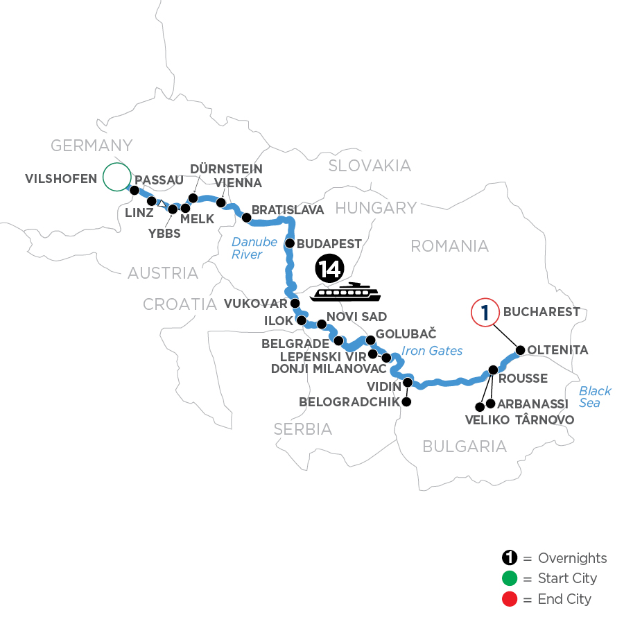 16 Day Avalon Waterways River Cruise from Vilshofen to Bucharest 2025 - WDOO