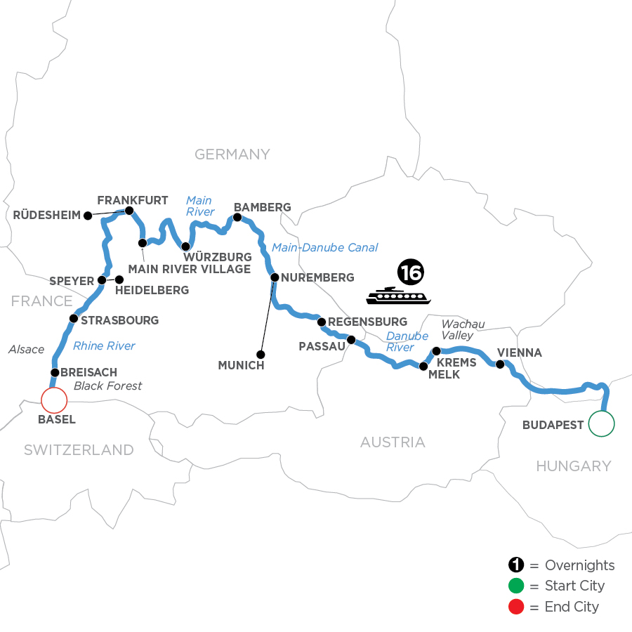 17 Day Avalon Waterways River Cruise from Budapest to Basel 2025 - WBM