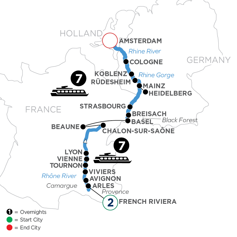 17 Day Avalon Waterways River Cruise from French Riviera to Amsterdam 2025 - WLAQ