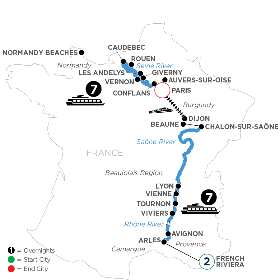 17 Day Avalon Waterways River Cruise from French Riviera to Paris 2025 - WLPQ