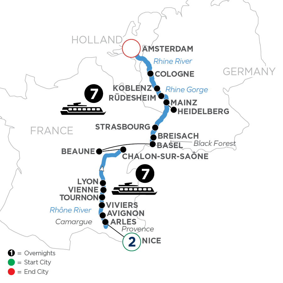 17 Day Avalon Waterways River Cruise from Nice to Amsterdam 2024 - WLAQ