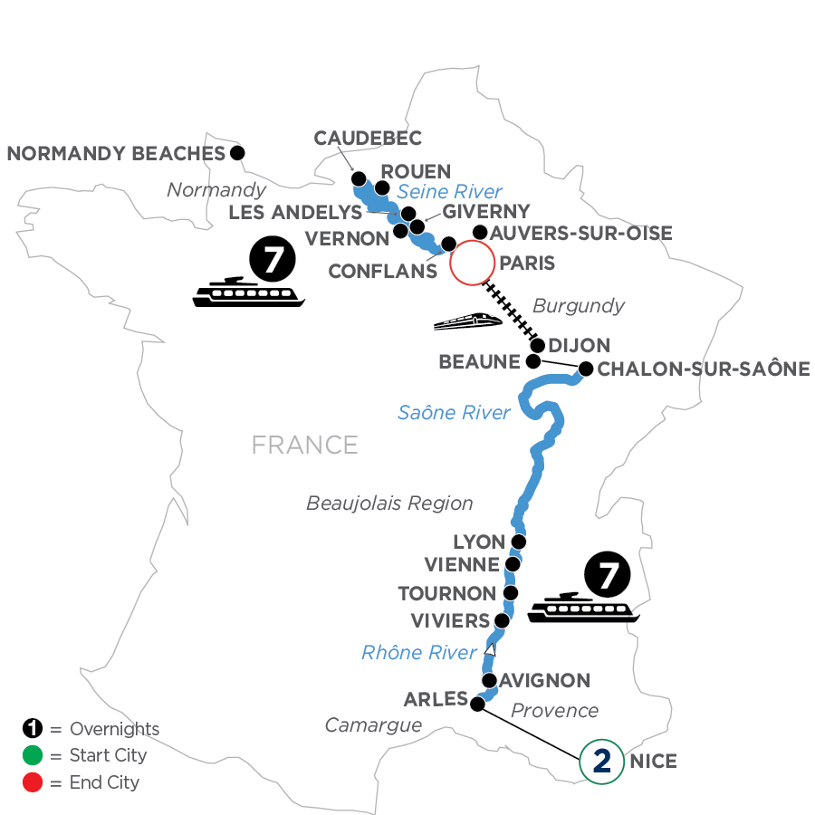 17 Day Avalon Waterways River Cruise from Nice to Paris 2024 - WLPQ