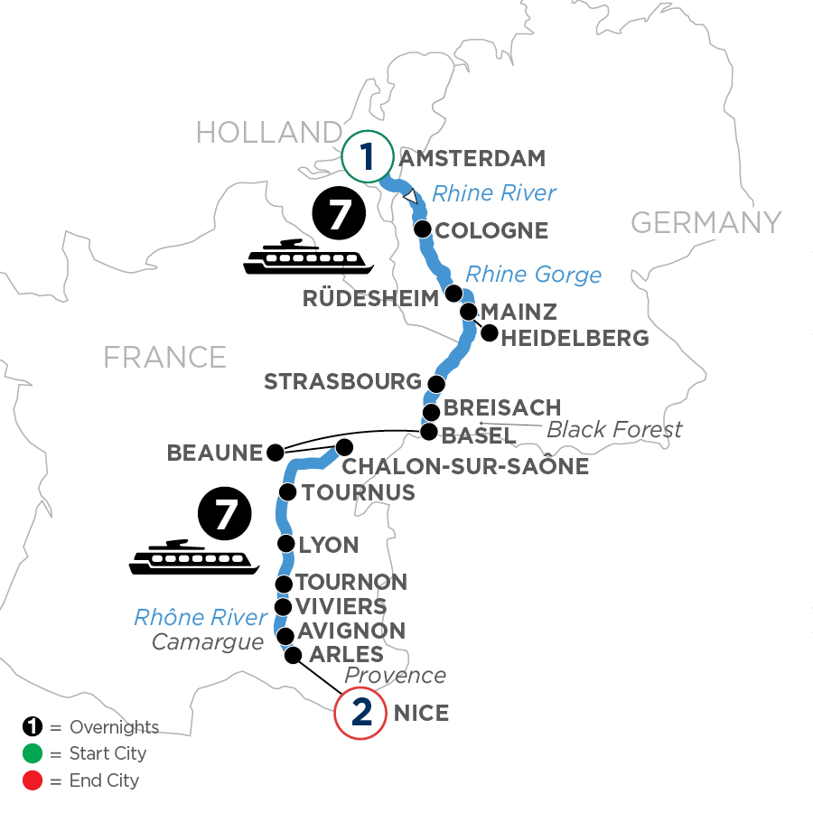 18 Day Avalon Waterways River Cruise from Amsterdam to Nice 2024 - WALY