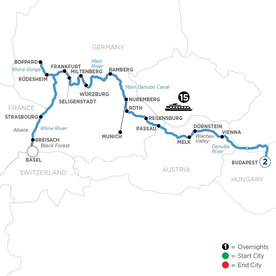 18 Day Avalon Waterways River Cruise from Budapest to Basel 2025 - WBZQ