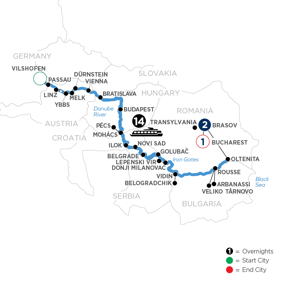 18 Day Avalon Waterways River Cruise from Vilshofen to Bucharest 2024 - WDOY