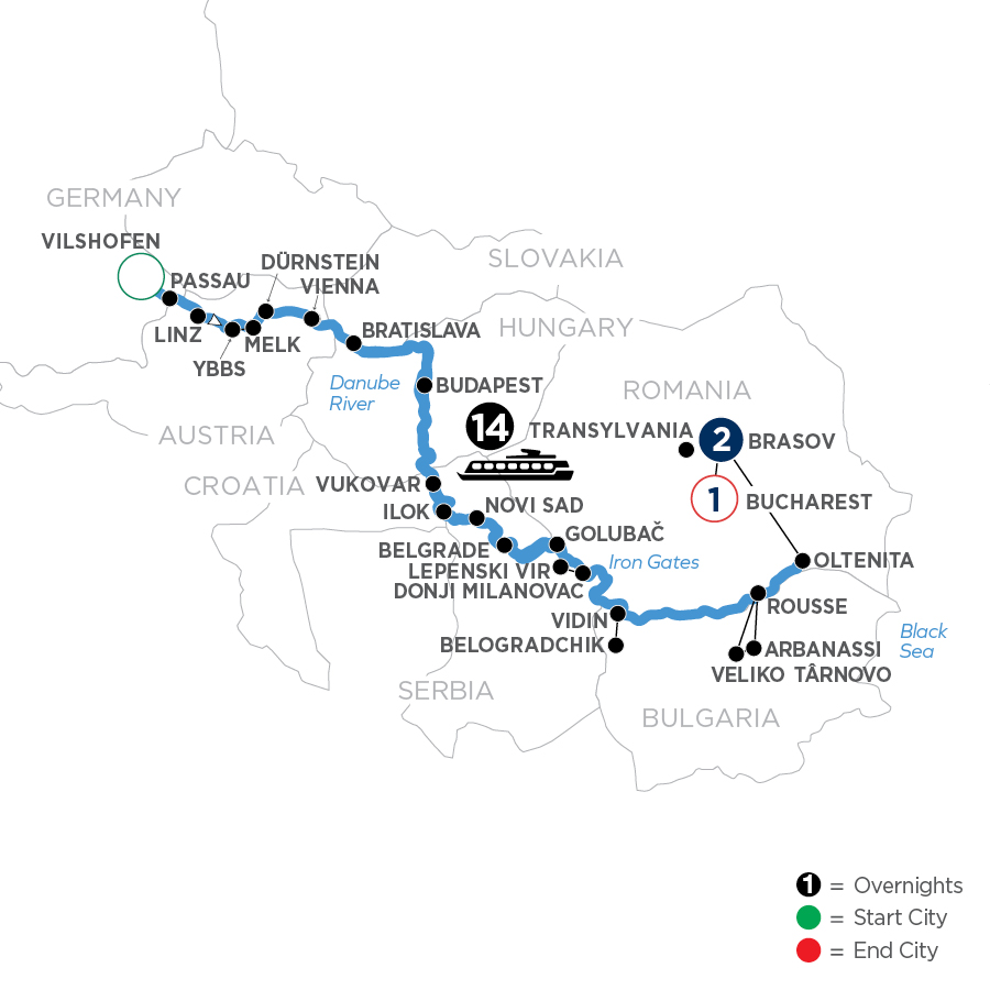 18 Day Avalon Waterways River Cruise from Vilshofen to Bucharest 2025 - WDOY