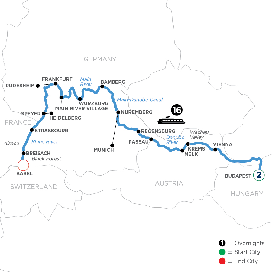 19 Day Avalon Waterways River Cruise from Budapest to Basel 2025 - WBMQ