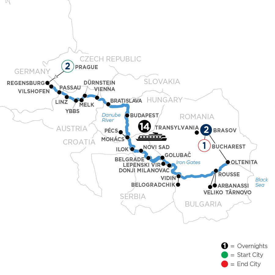 20 Day Avalon Waterways River Cruise from Prague to Bucharest 2024 - WDOE