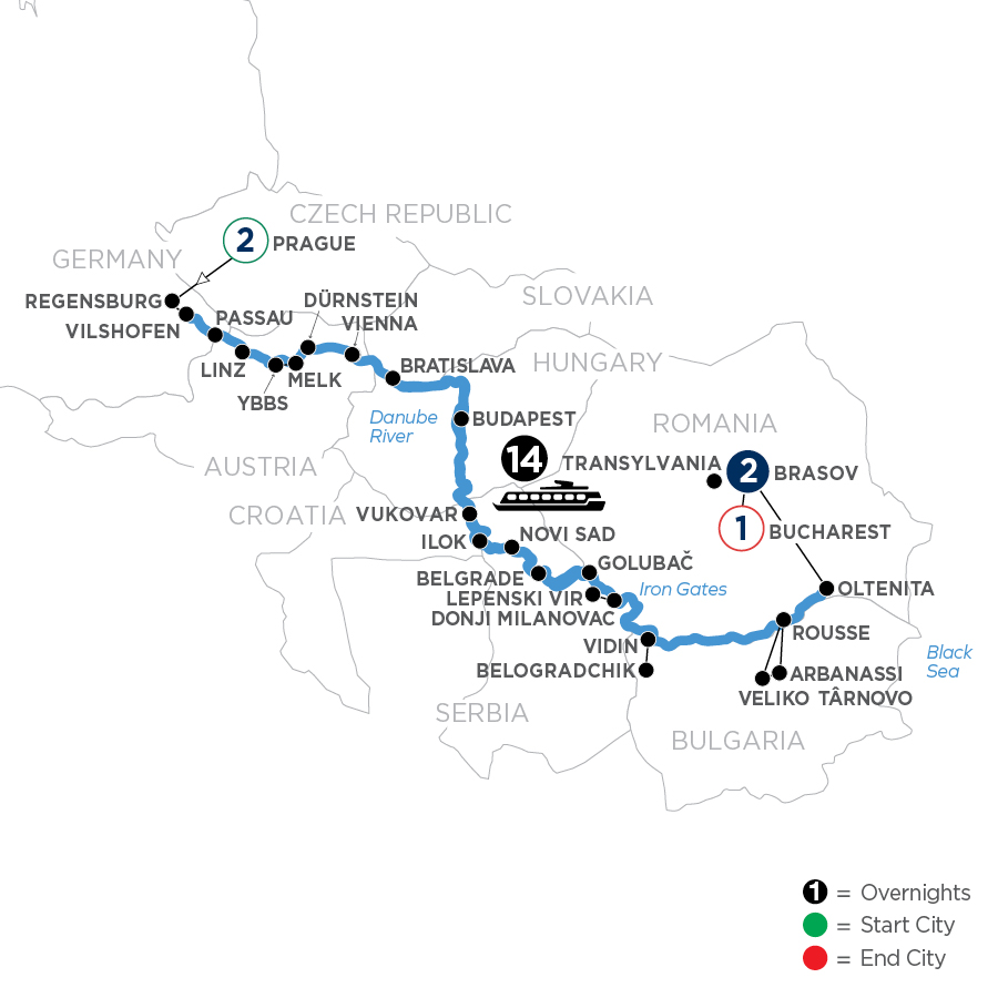 20 Day Avalon Waterways River Cruise from Prague to Bucharest 2025 - WDOE