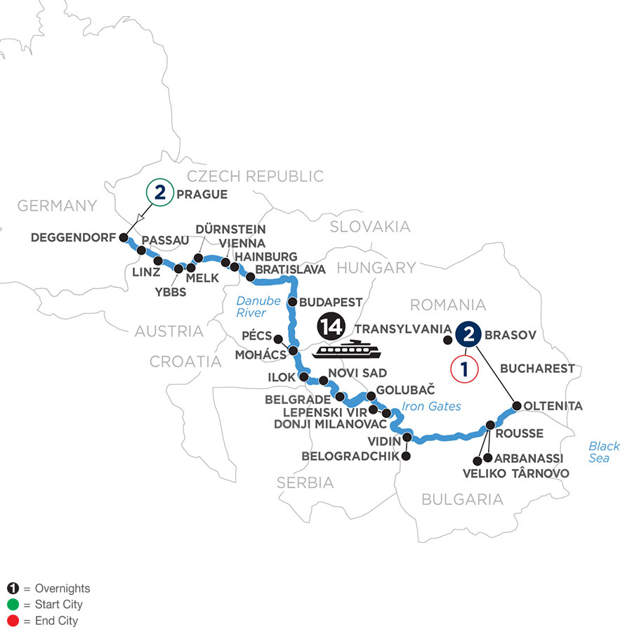 20 Day Avalon Waterways River Cruise from Prague to Bucharest 2024