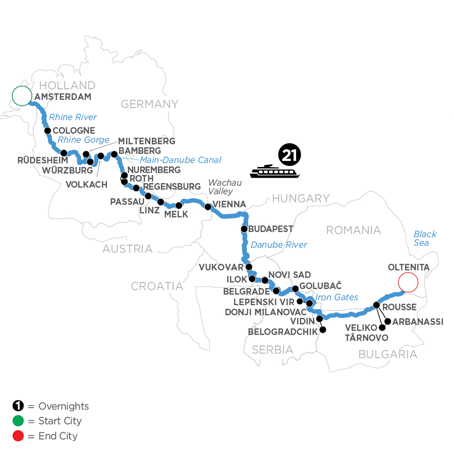 22 Day Avalon Waterways River Cruise from Amsterdam to Oltenita 2025 - WAO