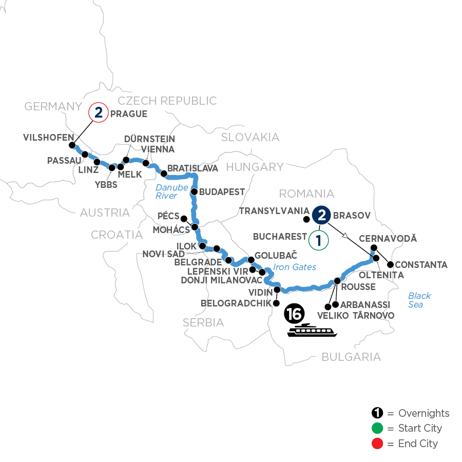 22 Day Avalon Waterways River Cruise from Bucharest to Prague 2024 - WODE