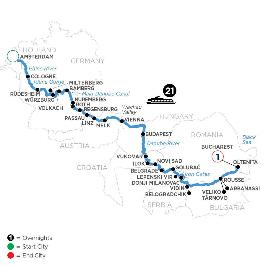 23 Day Avalon Waterways River Cruise from Amsterdam to Bucharest 2025 - WAOB