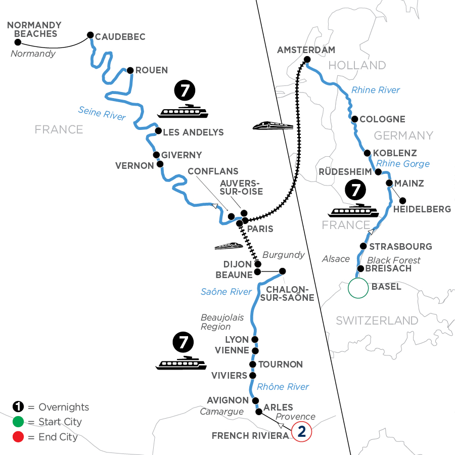 24 Day Avalon Waterways River Cruise from Basel to French Riviera 2025 - WZLE