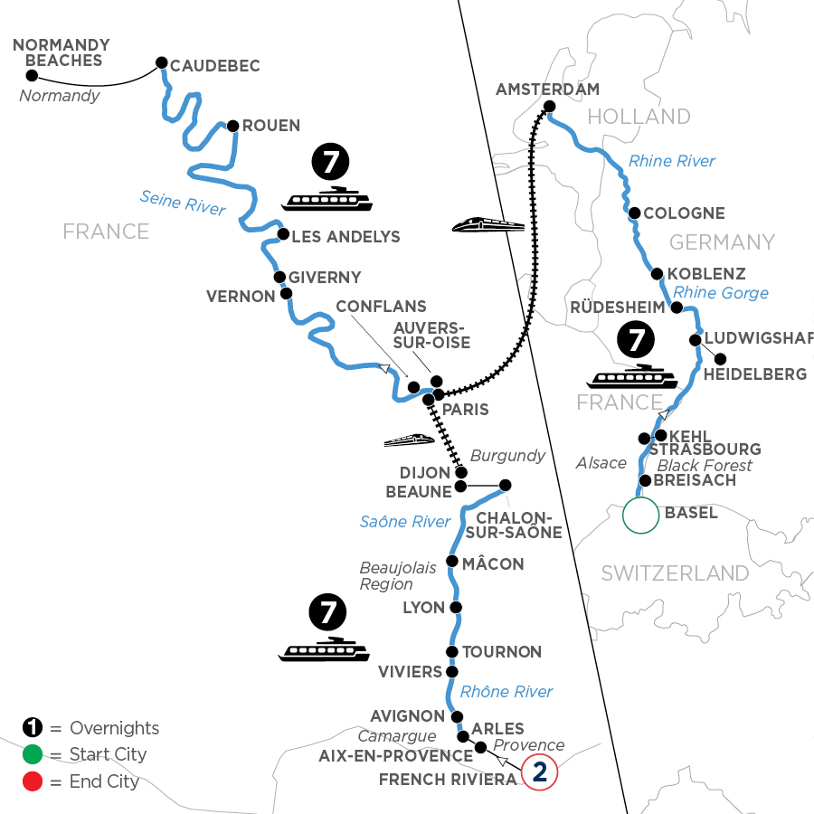24 Day Avalon Waterways River Cruise from Basel to French Riviera 2027 - WZLE