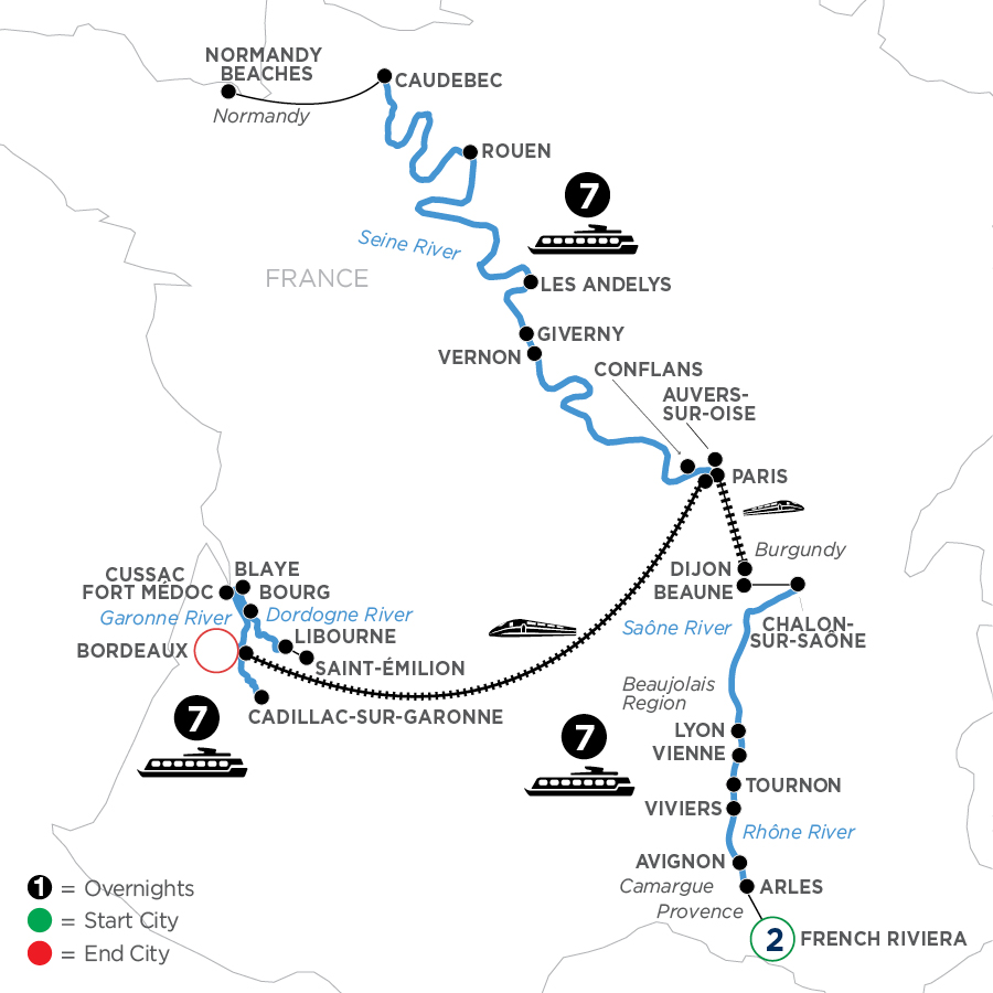 24 Day Avalon Waterways River Cruise from French Riviera to Bordeaux 2025 - WLXQ