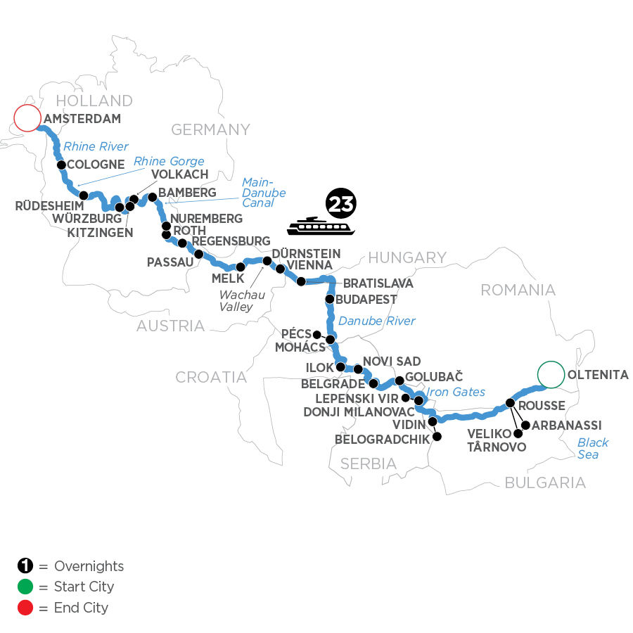 24 Day Avalon Waterways River Cruise from Oltenita to Amsterdam 2025 - WOA